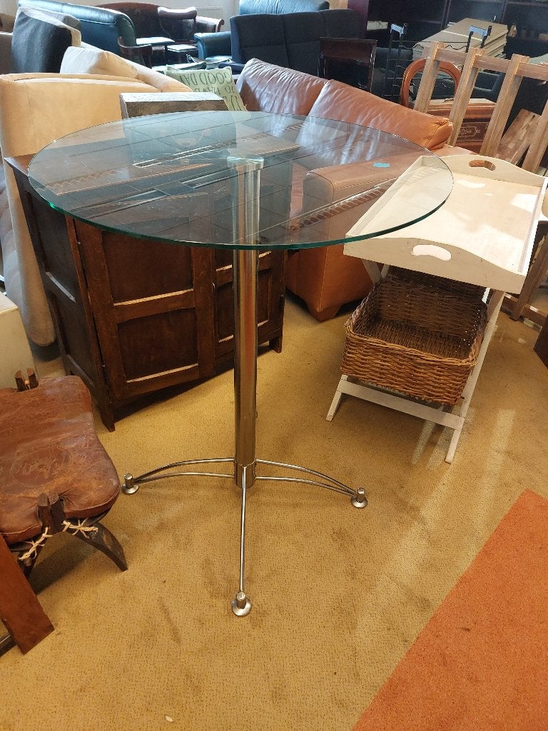 hoge statafel / bijzettafel van glas ( 500921), Ophalen