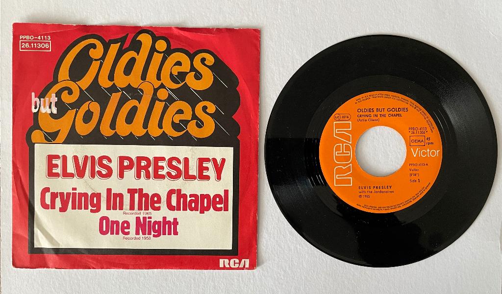 Elvis - Crying In The Chapel / One Night - Single, Cd's en Dvd's, Vinyl Singles, Fotohoes, Verzenden, Gebruikt, Pop