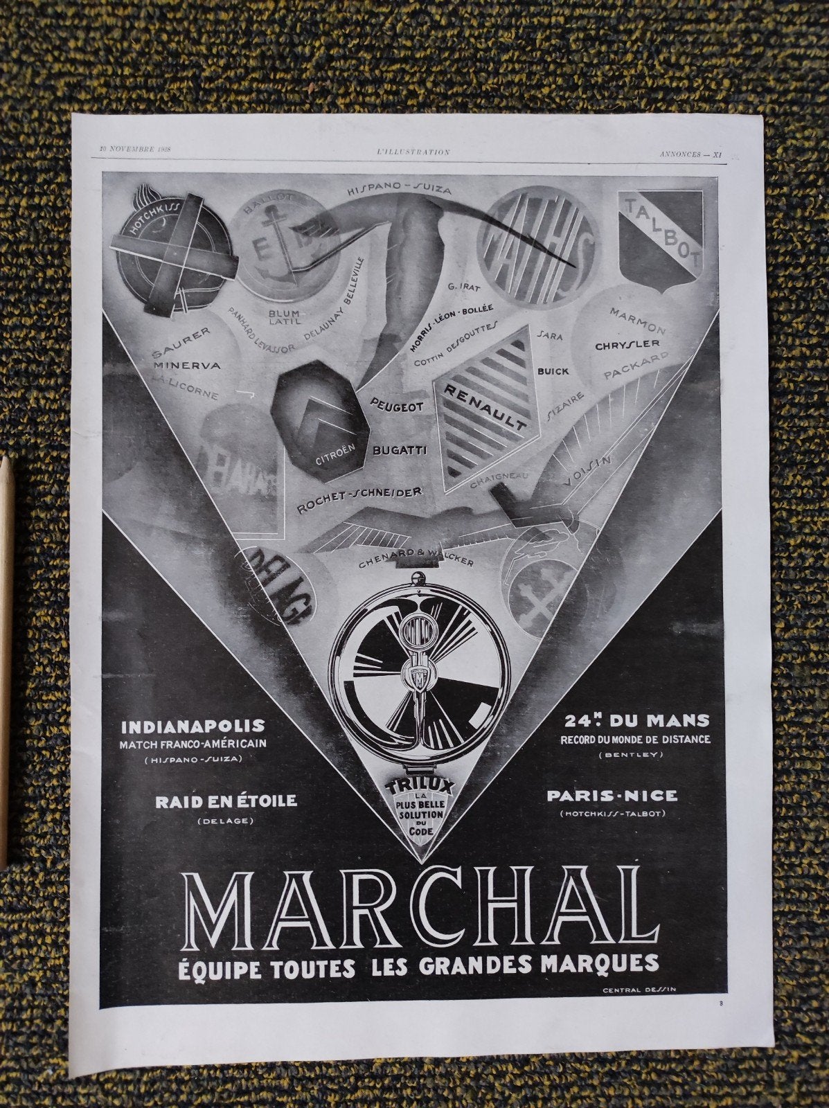 Marchal advertentie uit 1928, Ophalen of Verzenden, Gebruikt, Overige typen