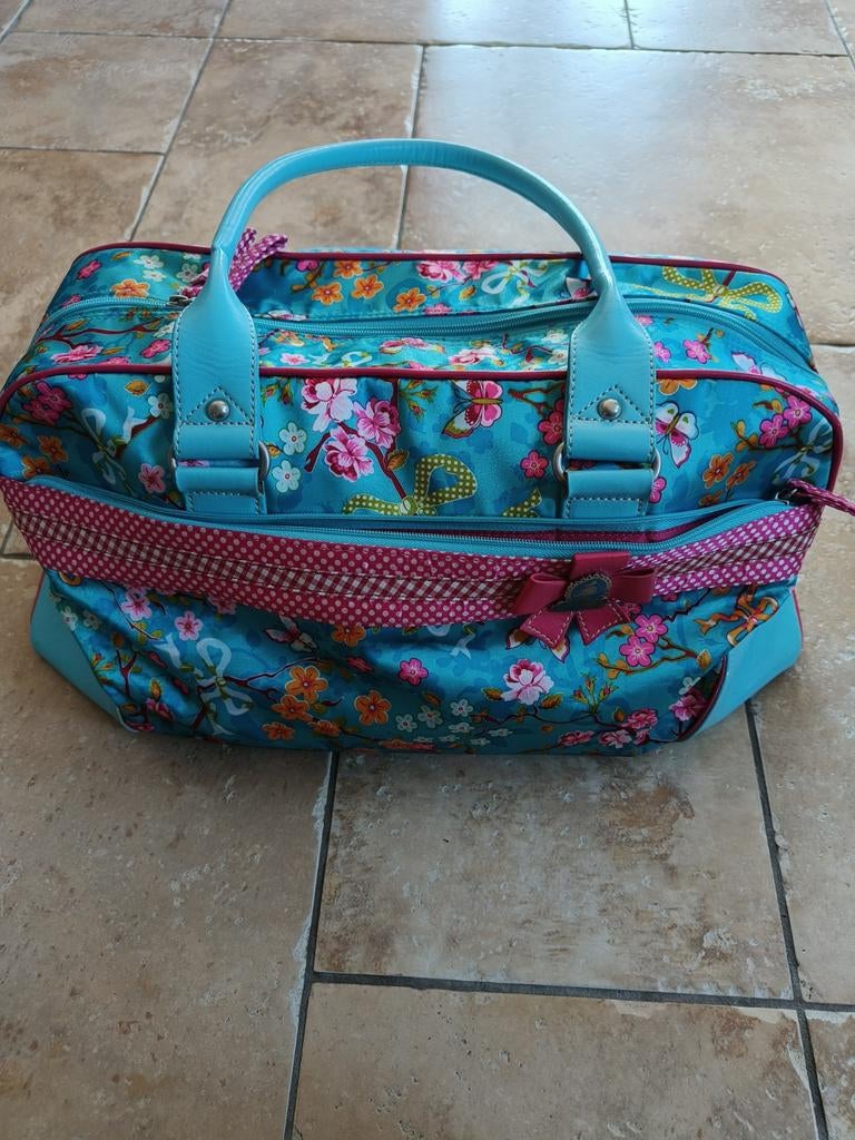 PIP Vrolijke Reistas/Weekendtas Bloemenprint - Zo goed als n, 40 tot 60 cm, 20 tot 30 cm, Blauw, Minder dan 35 cm