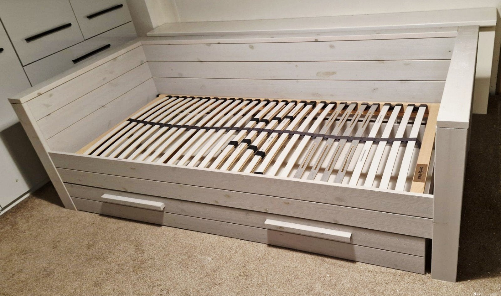 Woood bed Dennis met lade - 90x200 cm, Ophalen, 90 cm, Eenpersoons, Zo goed als nieuw