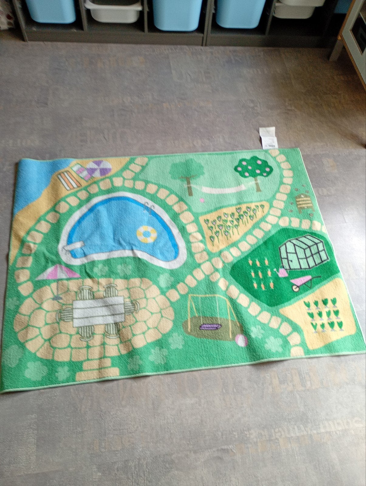 IKEA HUSSPARV Speelkleed 100x133 cm, Ophalen, Gebruikt, Kinderlijk, Speels, Blauw