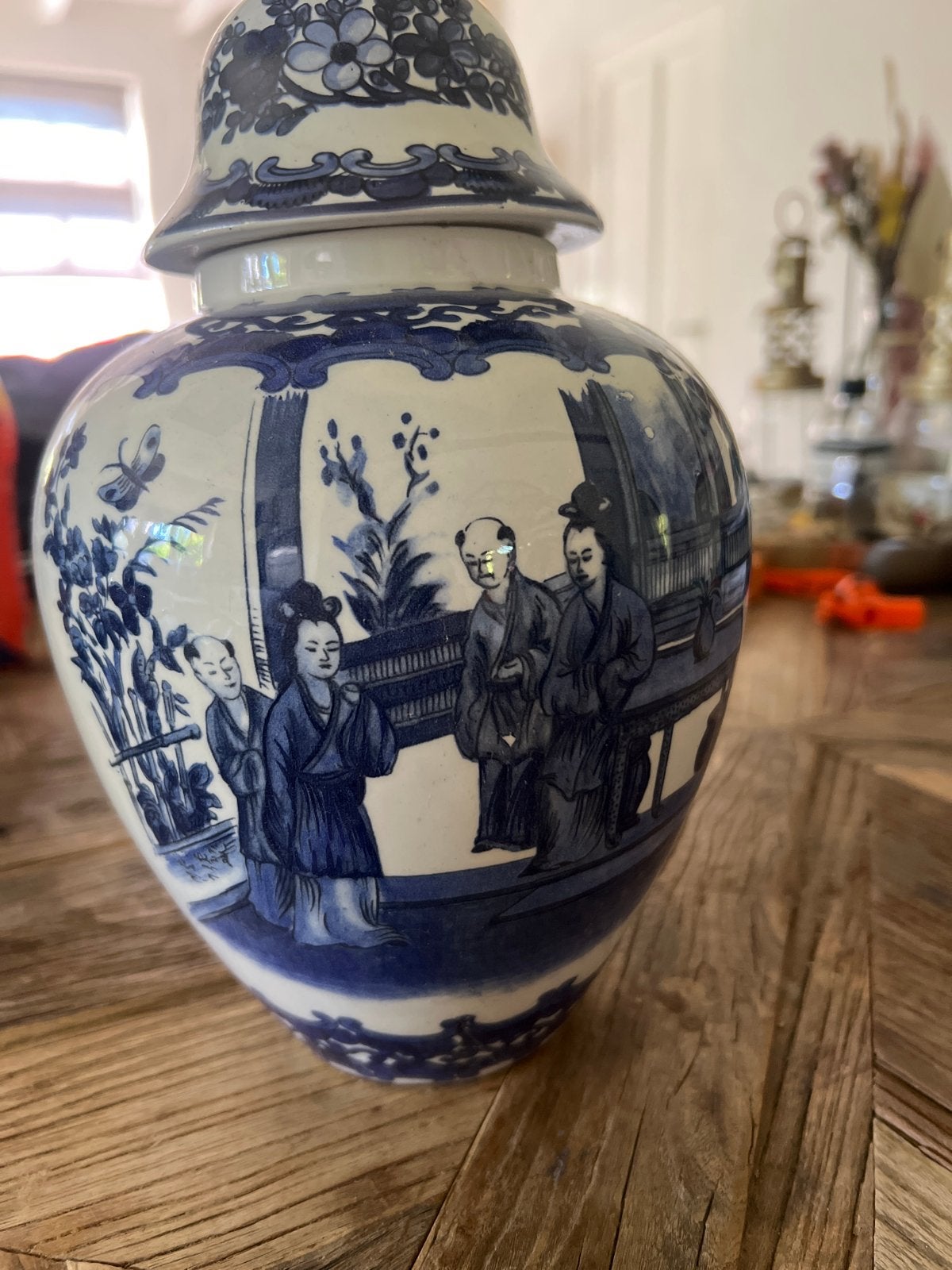 Antieke Chinese gemberpot blauw-wit porselein, Ophalen