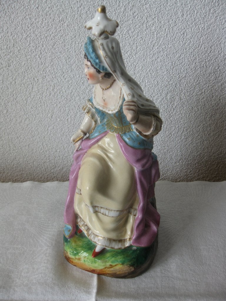 Porseleinen fles in de vorm van een dame., Antiek en Kunst, Ophalen of Verzenden