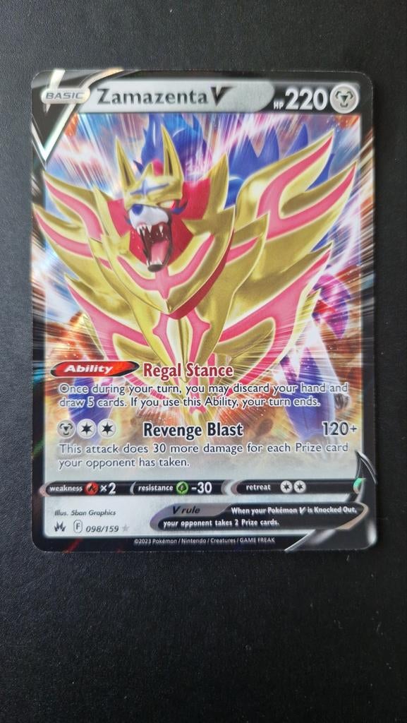Zamazenta V 098/159 Crown Zenith Pokemon, Hobby en Vrije tijd, Verzamelkaartspellen | Pokémon, Ophalen of Verzenden, Zo goed als nieuw