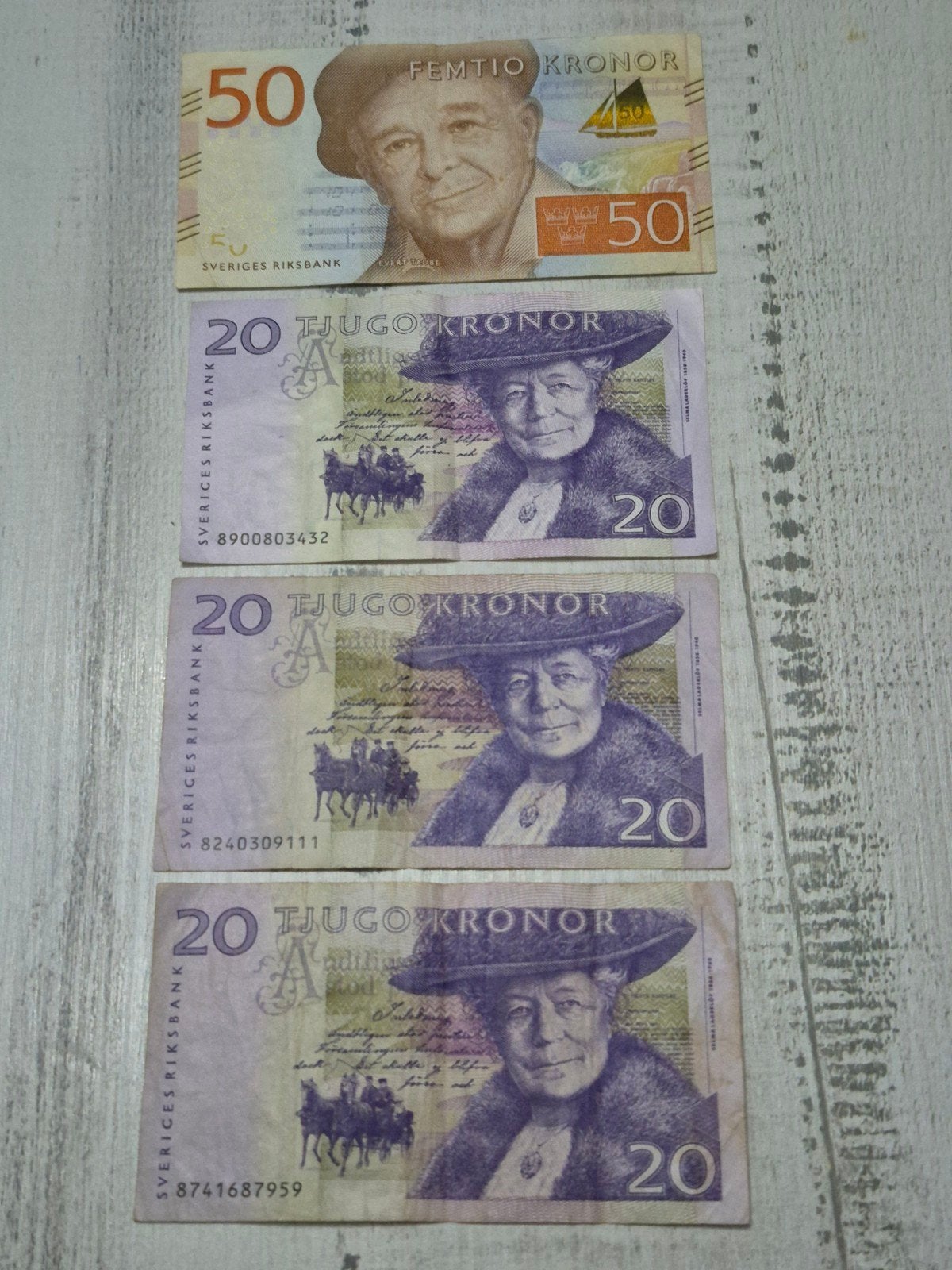 Zweedse Kronen Bankbiljetten - 1x 50 SEK, 3x 20 SEK, Ophalen of Verzenden, Overige landen