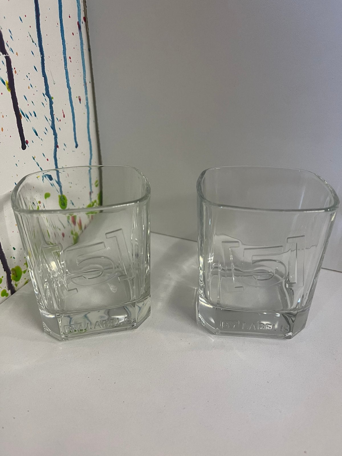 Label 5 whisky glazen set van 2 glazen, Ophalen of Verzenden, Nieuw, Borrel- of Shotglas