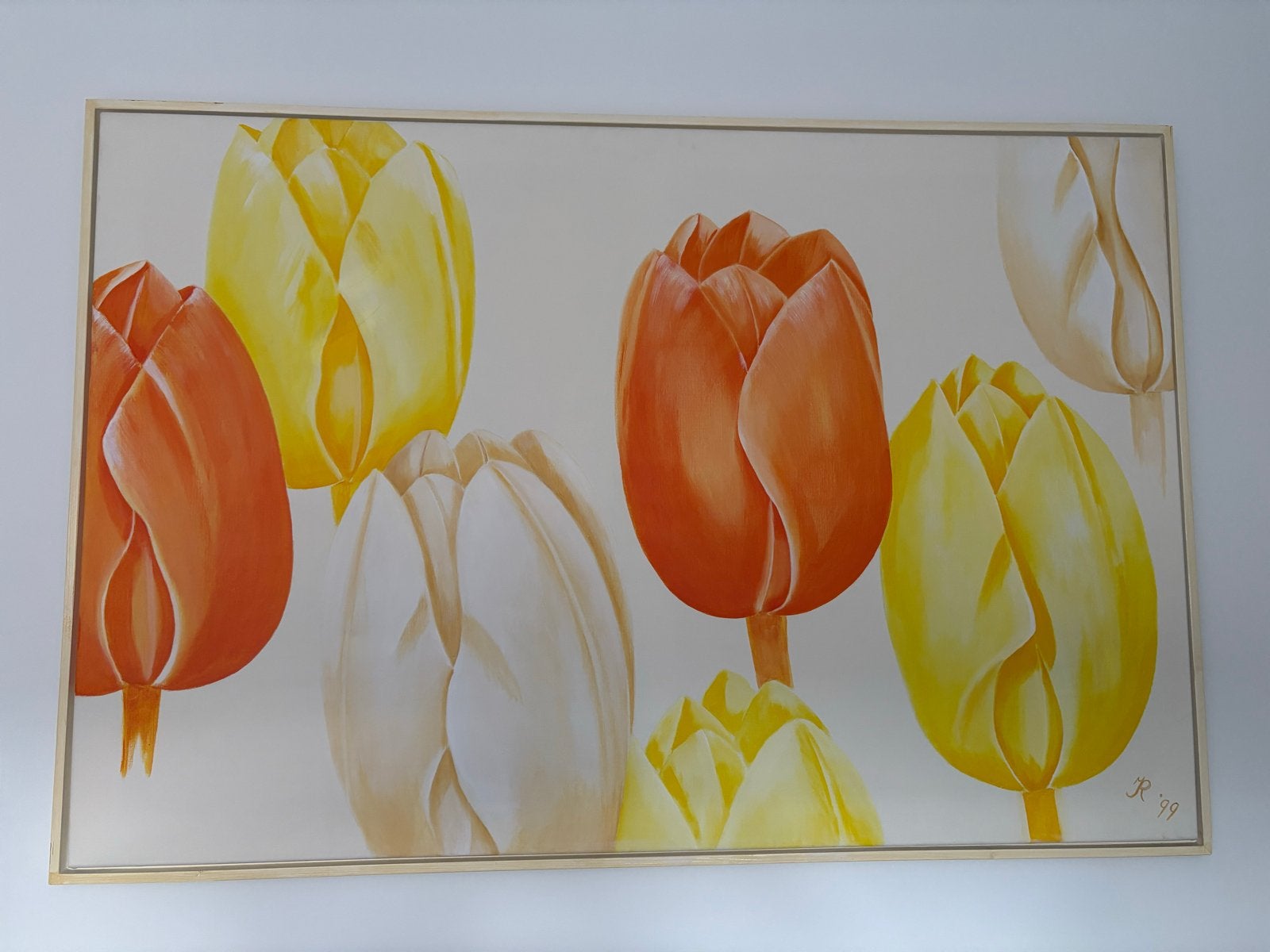 Schilderij Joop Rozendaal - Tulpen (gesigneerd), Antiek en Kunst, Ophalen, Overige materialen, Bloemen, Gesigneerd