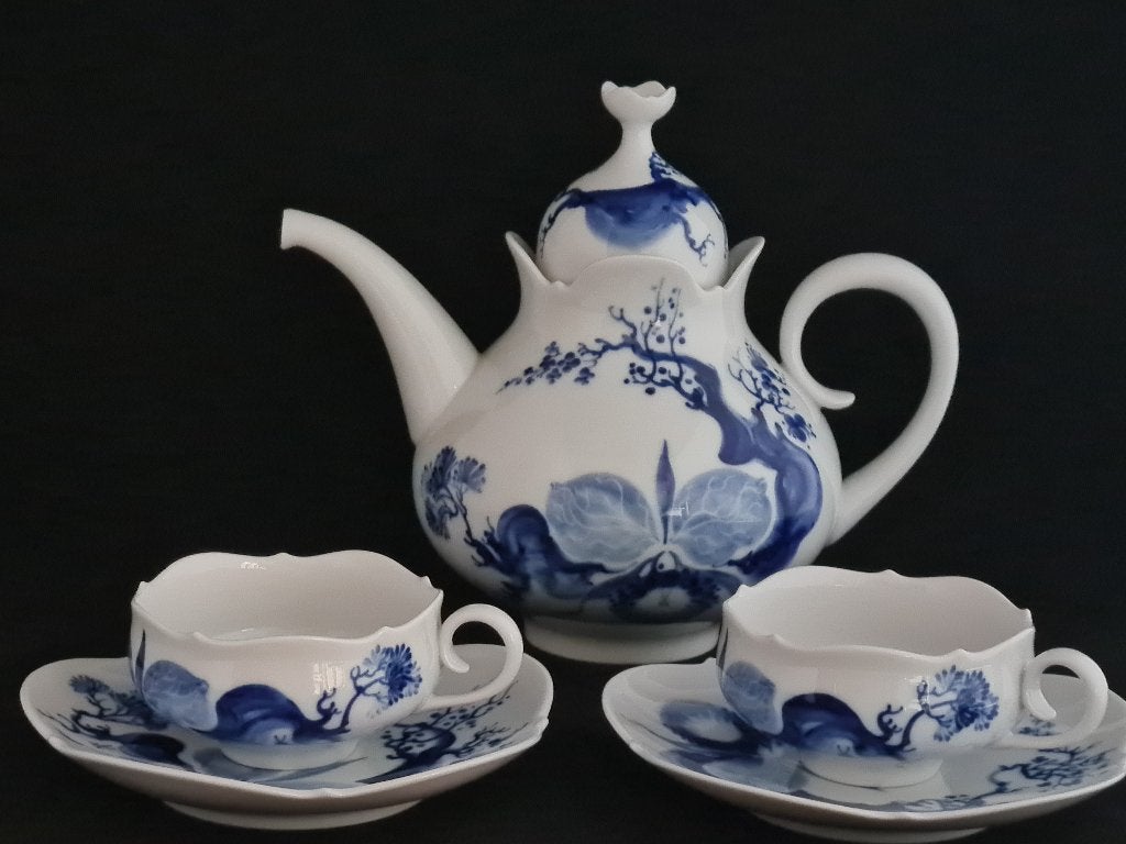 Meissen "Blauwe Orchidee" Porseleinen Theeset, Ophalen