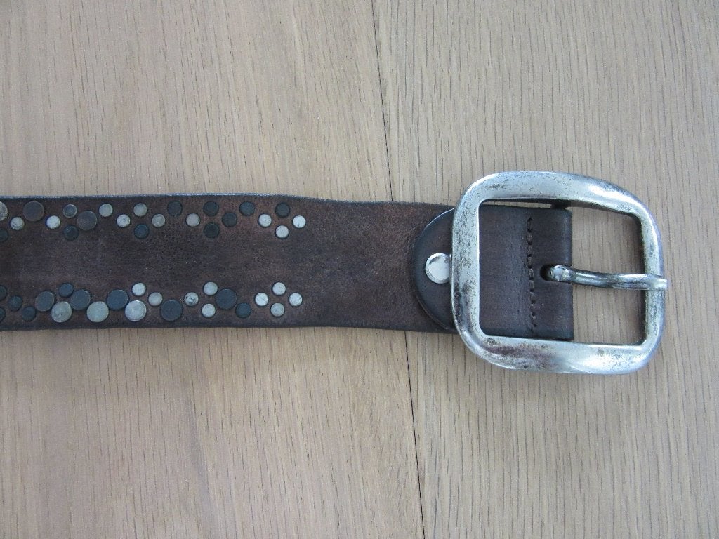 RIEM merk VANZETTI leer met klinknagels bruin 85 cm, Bruin, Verzenden, Echt leder, Minder dan 95 cm