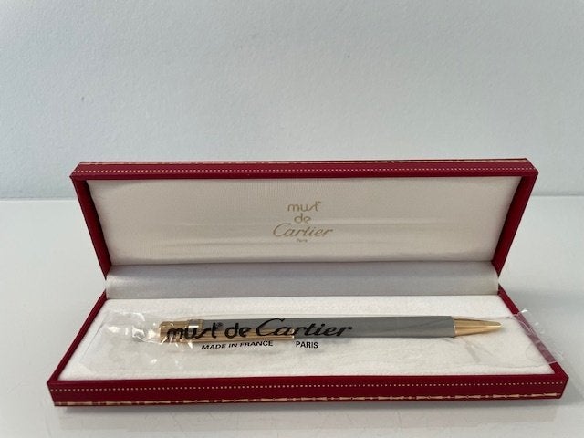 Cartier Must Santos Balpen – Ongebruikt, Platinum, Compleet, Ophalen of Verzenden, Nieuw