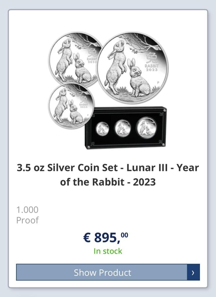 Zilver PROOF collectie 3,5oz - Year of the Rabbit 2023, Ophalen of Verzenden, Setje, Zilver