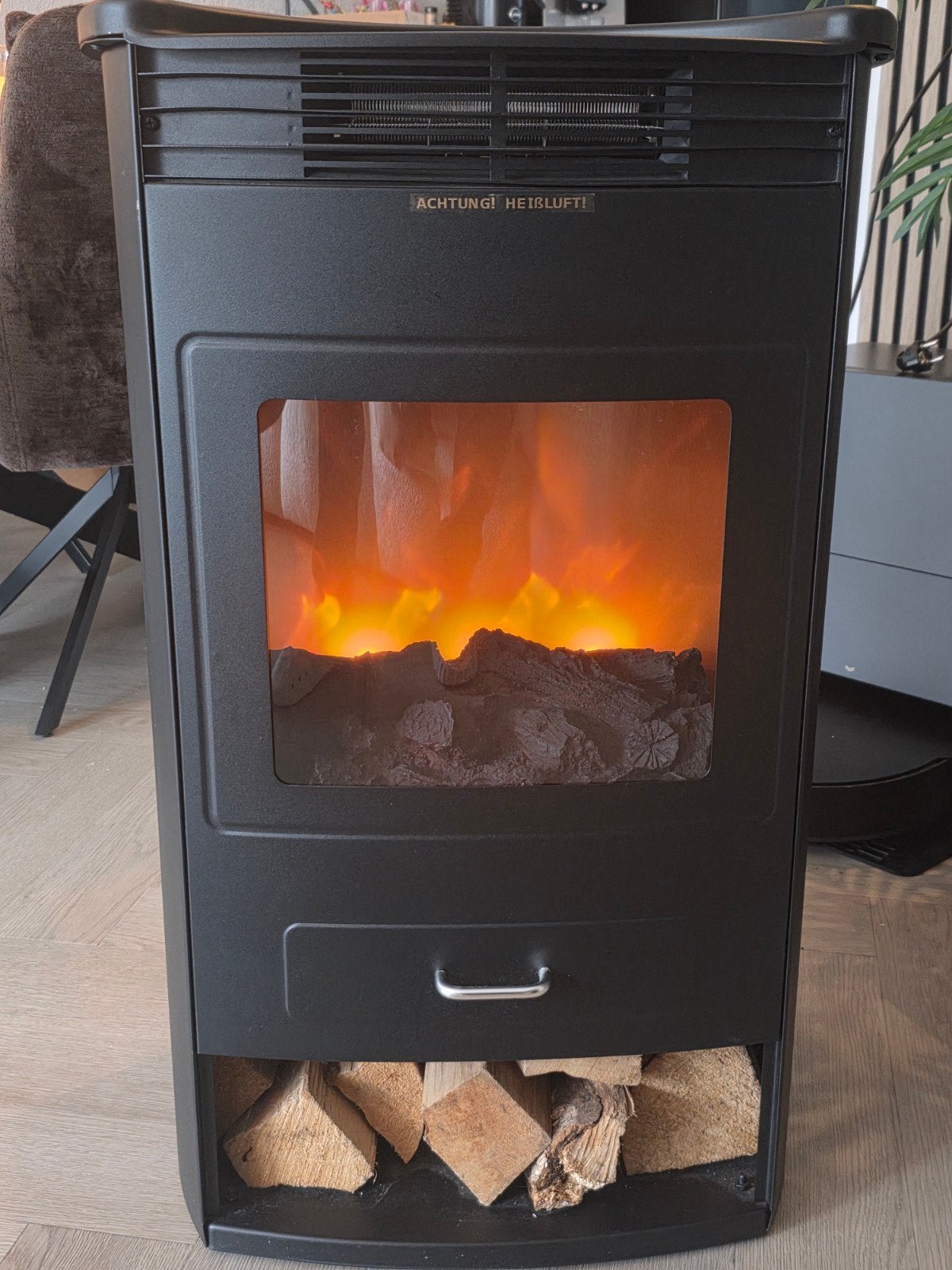 Klarstein Bormio Elektrische Open Haard met Verwarming, Huis en Inrichting, Ophalen, Zo goed als nieuw, Vrijstaande haard, Elektrische haard