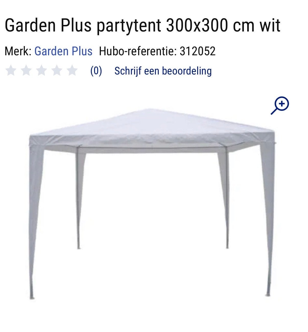Garden Plus partytent 300x300 cm wit, Ophalen, Partytent, Minder dan 4 meter, Nieuw