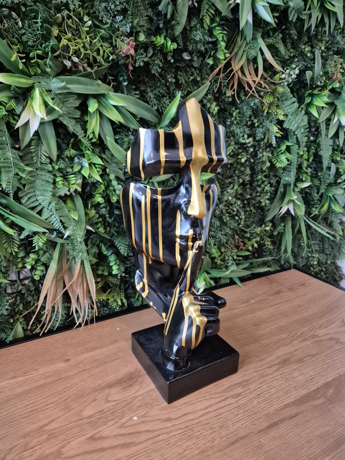 Modern masker sculptuur - 42cm - Zwart/Goud - Nieuw, Ophalen, Kunststof, Masker, 20 - 50 cm