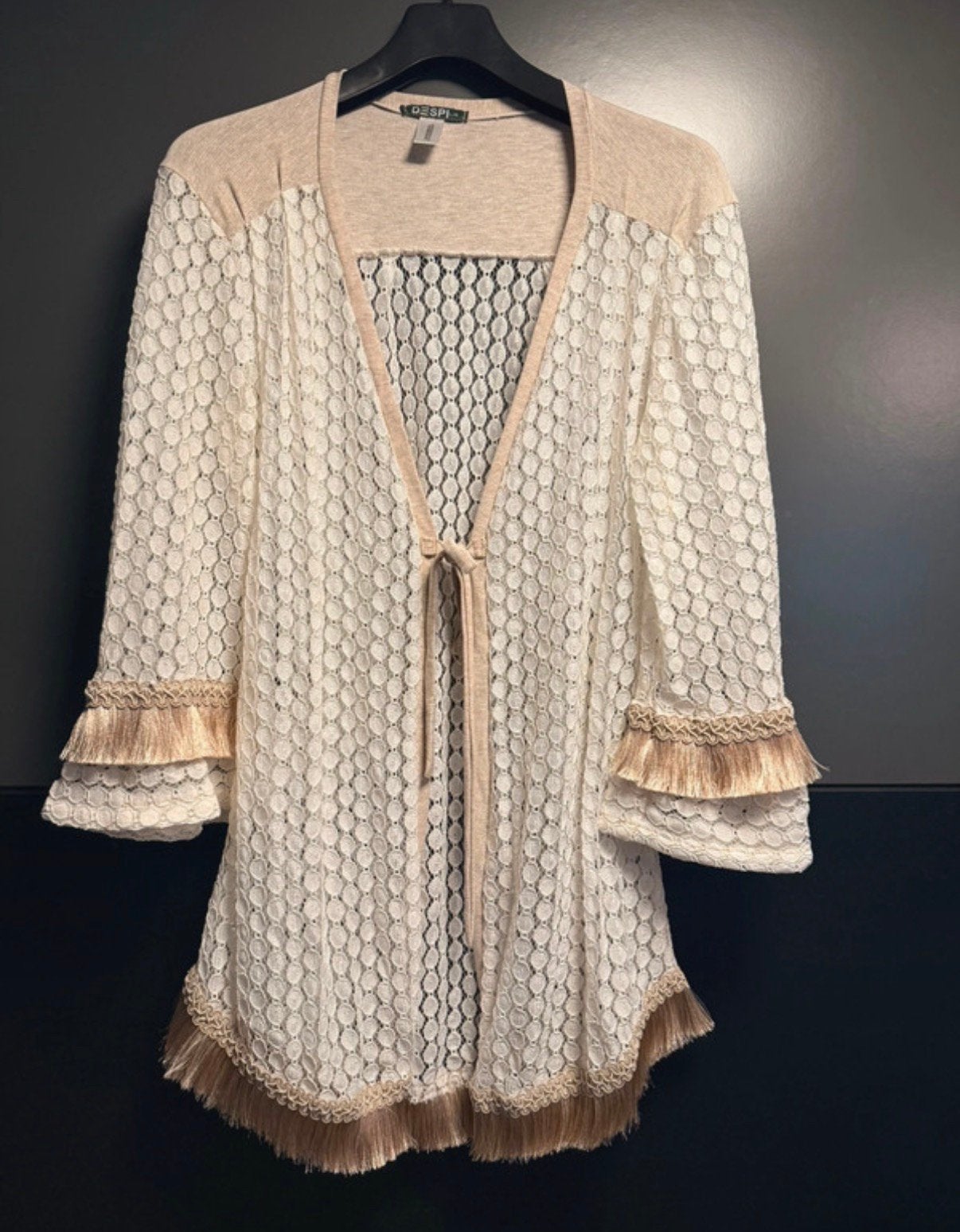 Boho despi kimono kant met kwastjes maat L, Ophalen of Verzenden, Zo goed als nieuw