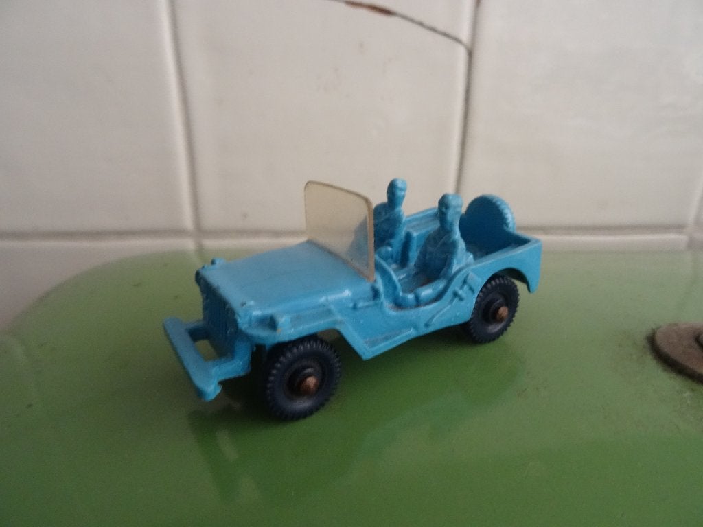 Oude vinyl Tomte Lardal Willy Jeep blauw, Ophalen