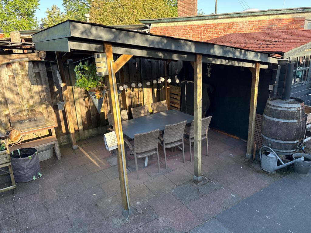 Robuuste houten overkapping voor terras of tuin, Tuin en Terras, Overkappingen, Ophalen, Gebruikt, Tuinpaviljoen