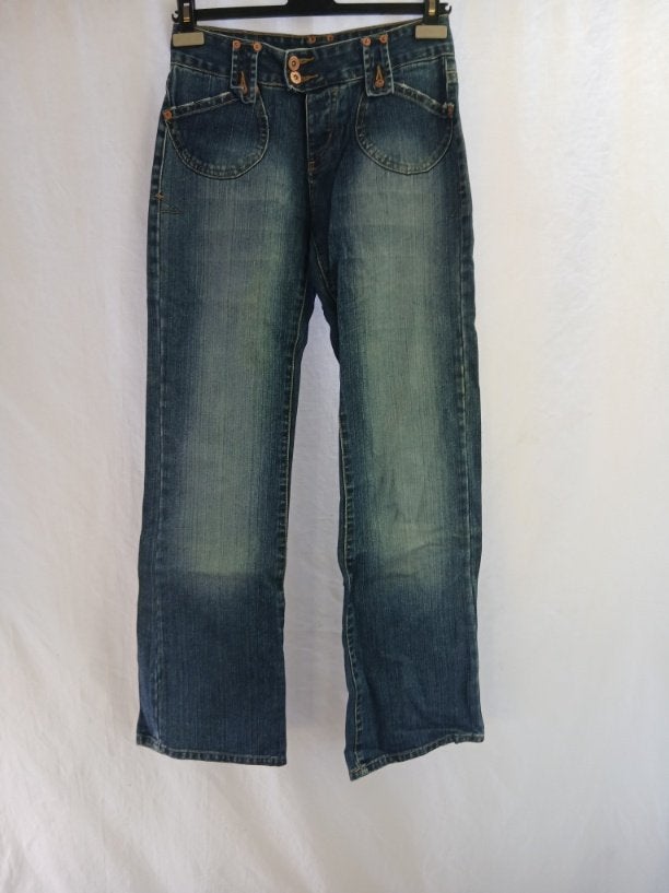 Donkere dames spijkerbroek W27 merk Denim & Co, Blauw, ., Ophalen of Verzenden, Zo goed als nieuw