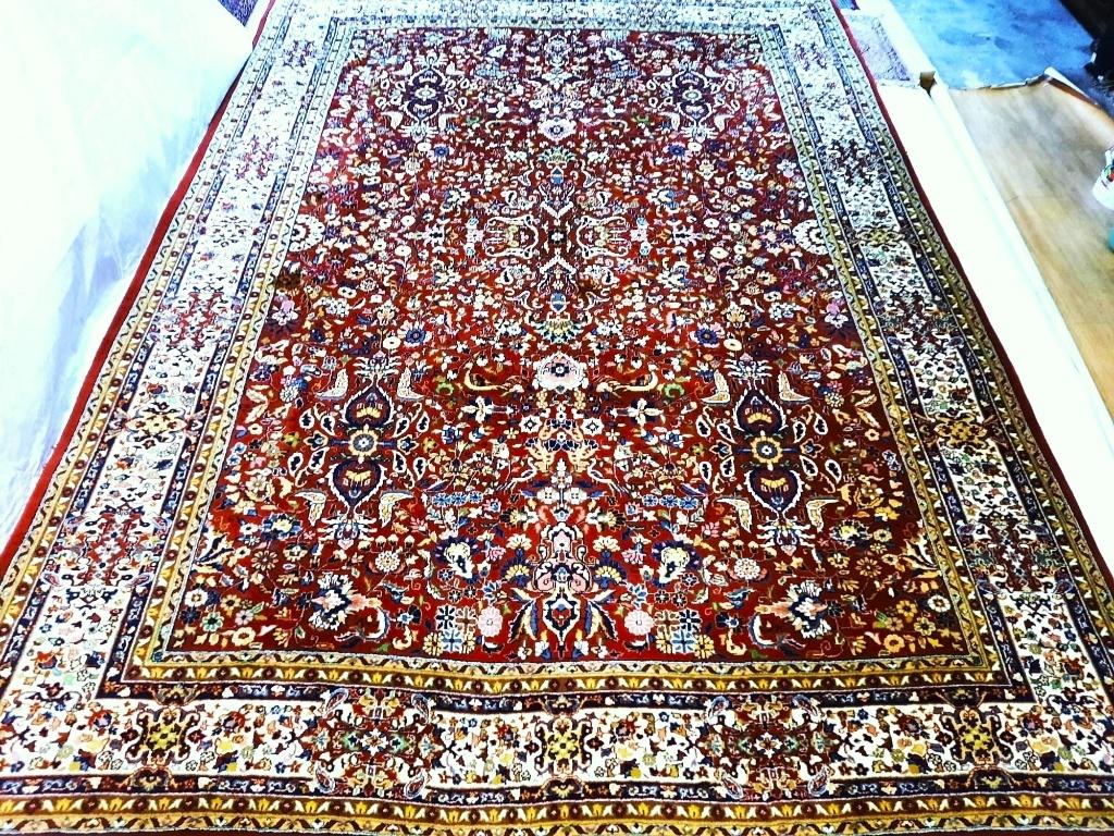 Perzische handgeknoopt oosterse tapijt (Keshan) 350 x 240 cm, Ophalen, 200 cm of meer, Crème, Zo goed als nieuw