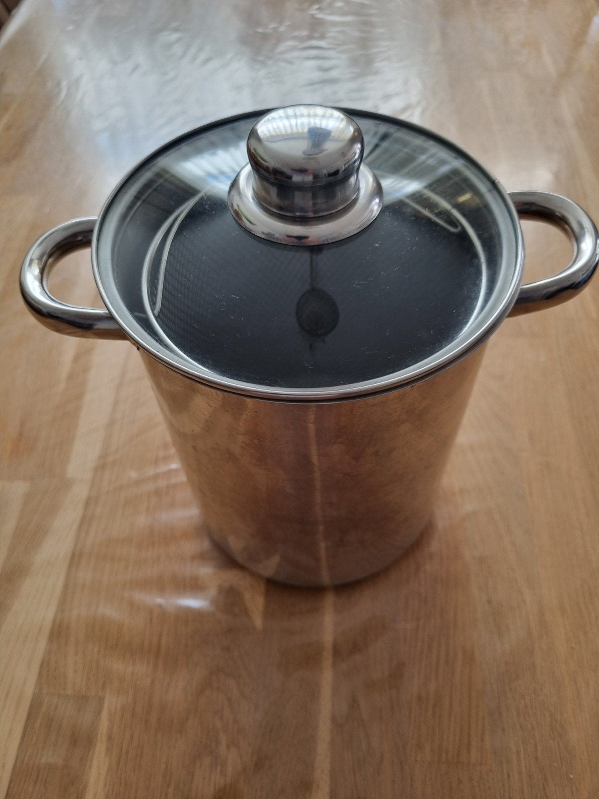 Roestvrijstalen pasta/ aspege pan met Glazen Deksel, Huis en Inrichting, Keuken | Potten en Pannen, Frituurpan, Gebruikt, Met deksel