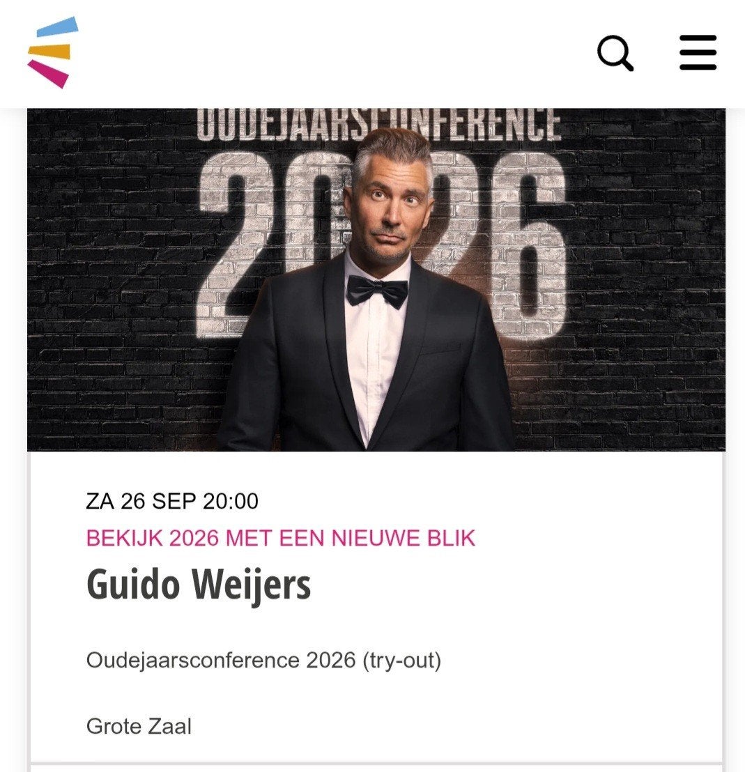 Guido Weijers 2X Rij 1 Tickets Lampegiet Veenendaal, Twee personen, September