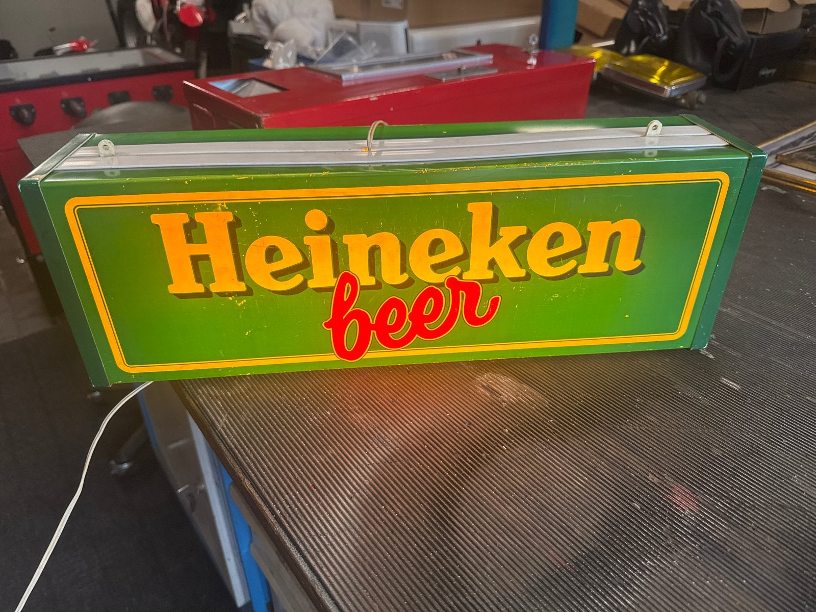 Heineken Bier Lichtbakje Reclamebord, Ophalen, Gebruikt, Lichtbak of (neon) lamp