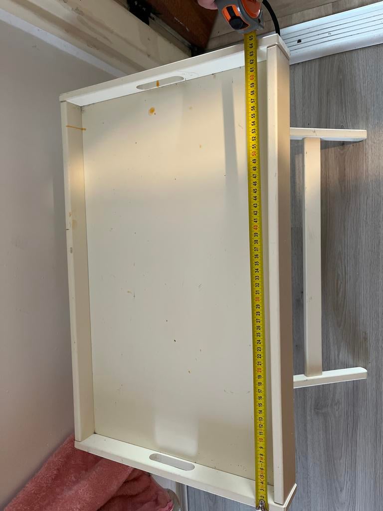 Gebruikt tafeltje - handig en compact, Huis en Inrichting, Tafels | Bijzettafels, Gebruikt, Rechthoekig, 45 tot 60 cm, 55 tot 75 cm