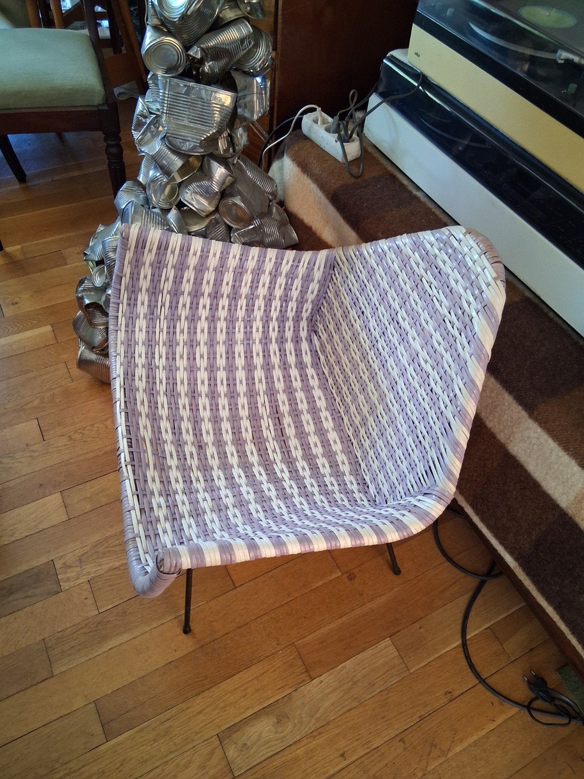 gevlochten vintage stoel, Antiek en Kunst, Ophalen of Verzenden