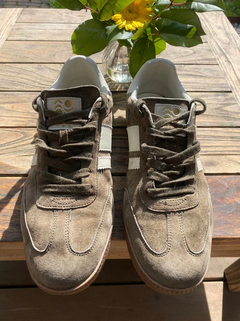 Pantofola d'Oro sneakers - Groen suède met witte strepen, Ophalen of Verzenden, Gedragen, Sneakers of Gympen