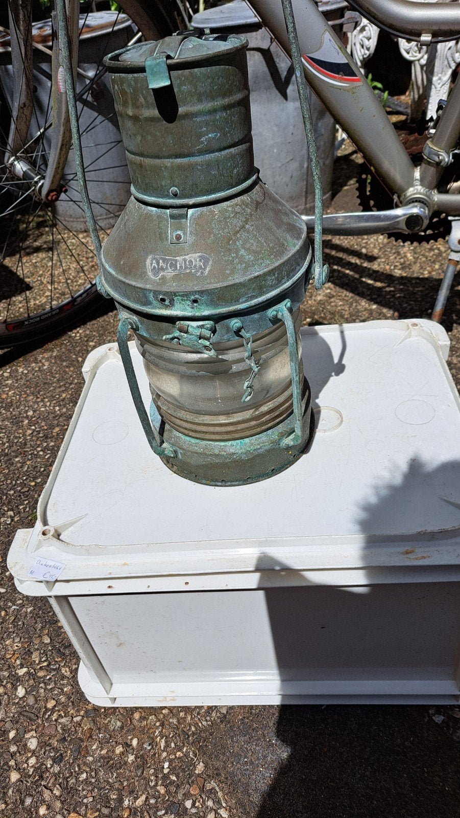 Antieke scheepslantaarn - koperen ankerlamp, Antiek en Kunst, Antiek | Lampen, Ophalen