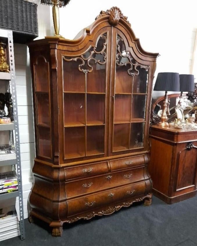 Mooie noten laden kast vitrine, Huis en Inrichting, Zo goed als nieuw, 3 of 4 laden, Minder dan 100 cm, 25 tot 50 cm