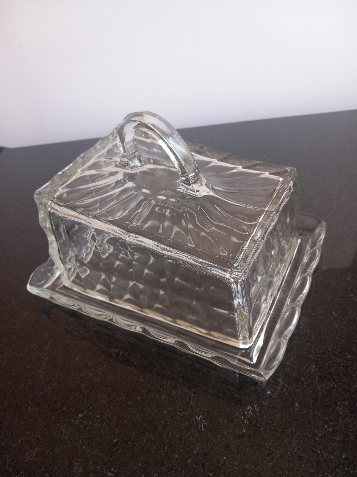 Vintage Art Deco glazen kaasstolp / botervloot (jaren 30/50), Ophalen of Verzenden