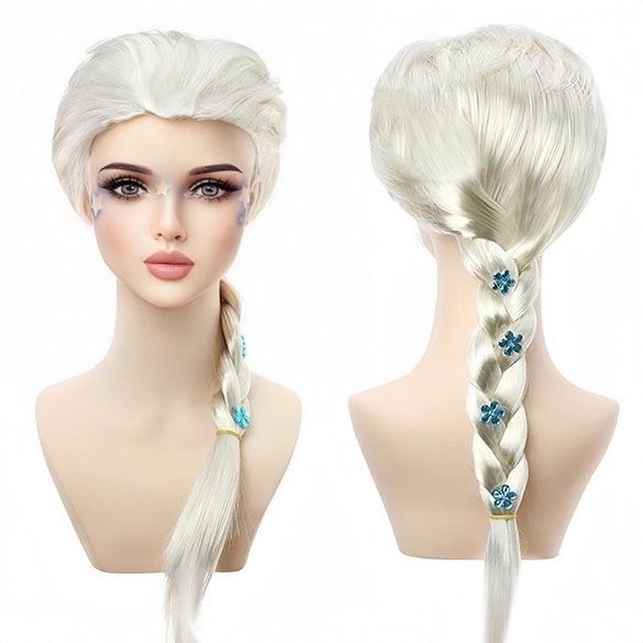 Pruik Elsa Frozen met vlecht + gratis haarnetje, Sieraden, Tassen en Uiterlijk, Uiterlijk | Haarverzorging, Ophalen of Verzenden