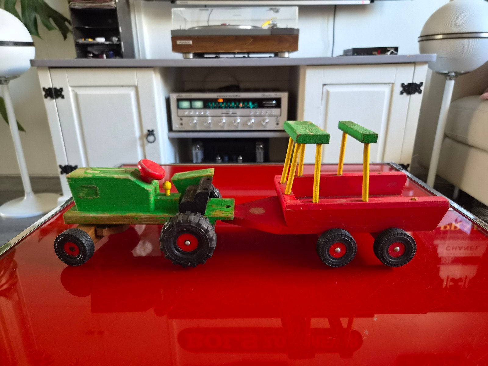 Houten Trekker  en aanhangwagen Plaho Stabil DDR ?, Ophalen of Verzenden
