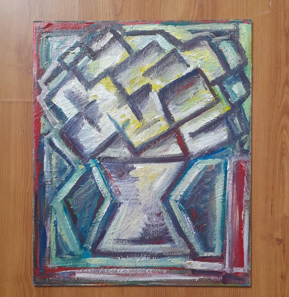 Modern schilderij vaas bloemen, Ophalen of Verzenden