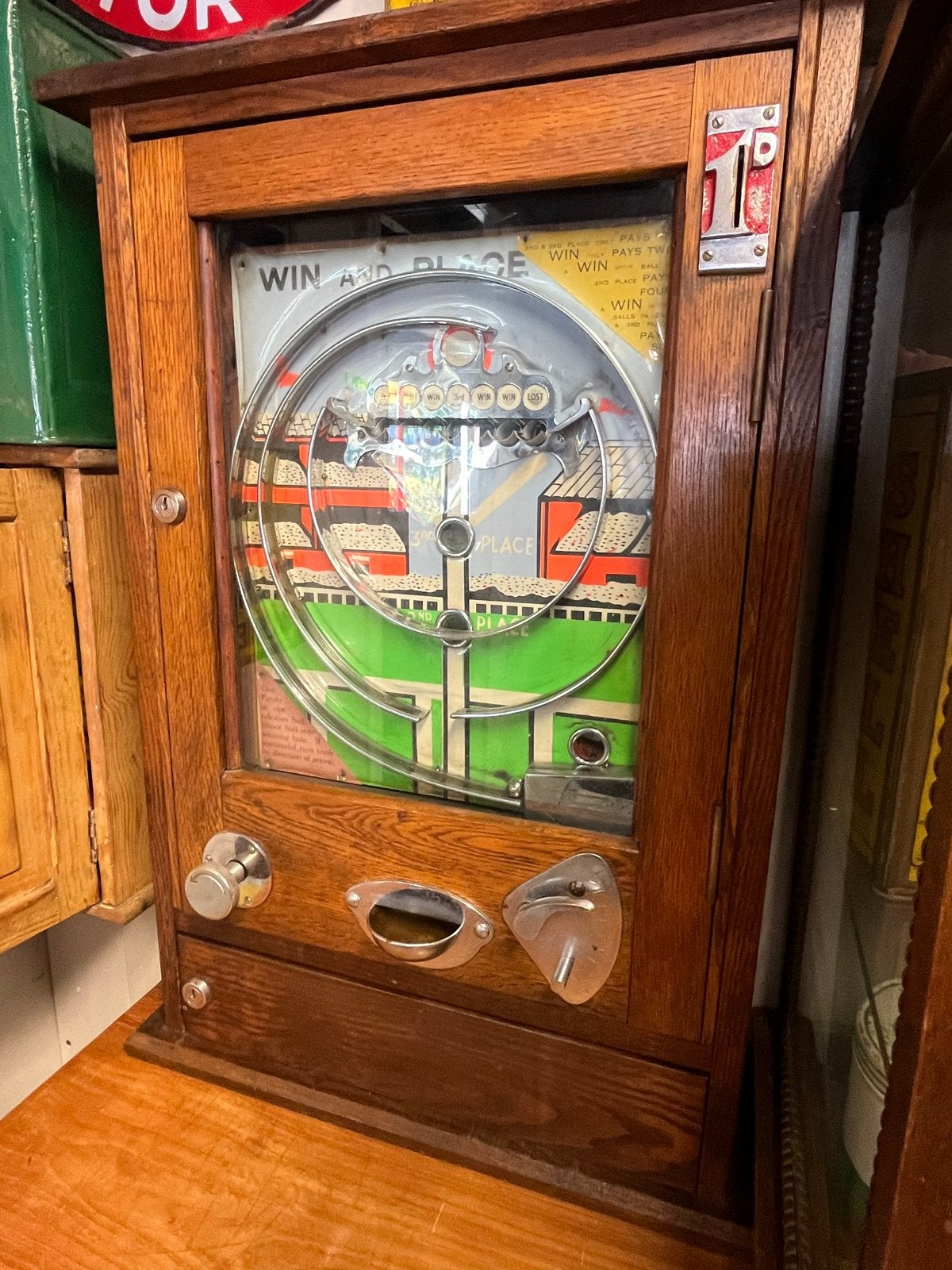 Allwin Win en Place Penny machine Knikkerkast, Overige munten, Ophalen, Gebruikt