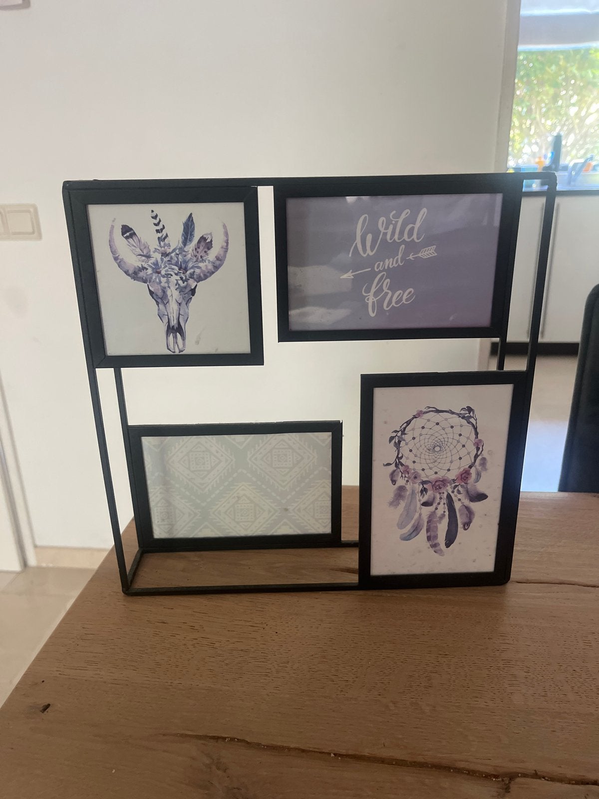 Zwart metalen fotolijst met 4 vakken, Huis en Inrichting, Woonaccessoires | Lijsten, Gebruikt, Ophalen of Verzenden, Fotolijst