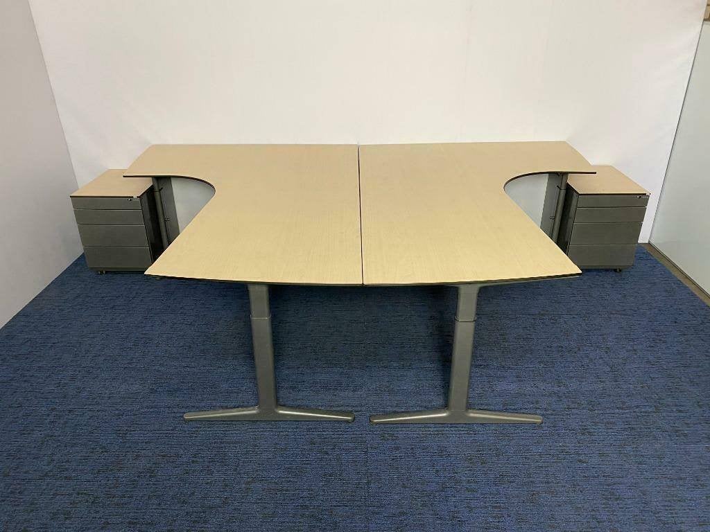 Bureau Ahrend Mehes duo-set, ahorn blad, 200 x 280 cm., Ophalen, Gebruikt, In hoogte verstelbaar, 280 cm
