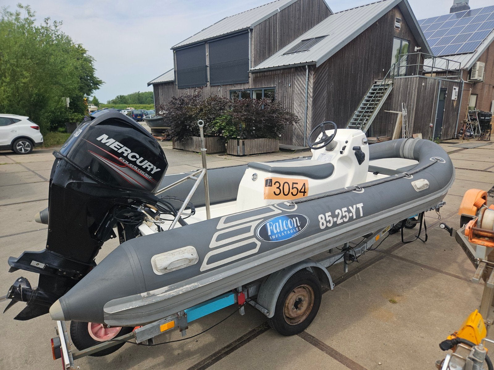 Falcon rubberboot met Mercury buitenboordmotor en trailer, Gebruikt, Ophalen of Verzenden, Polyester/glasvezel, Overige merken