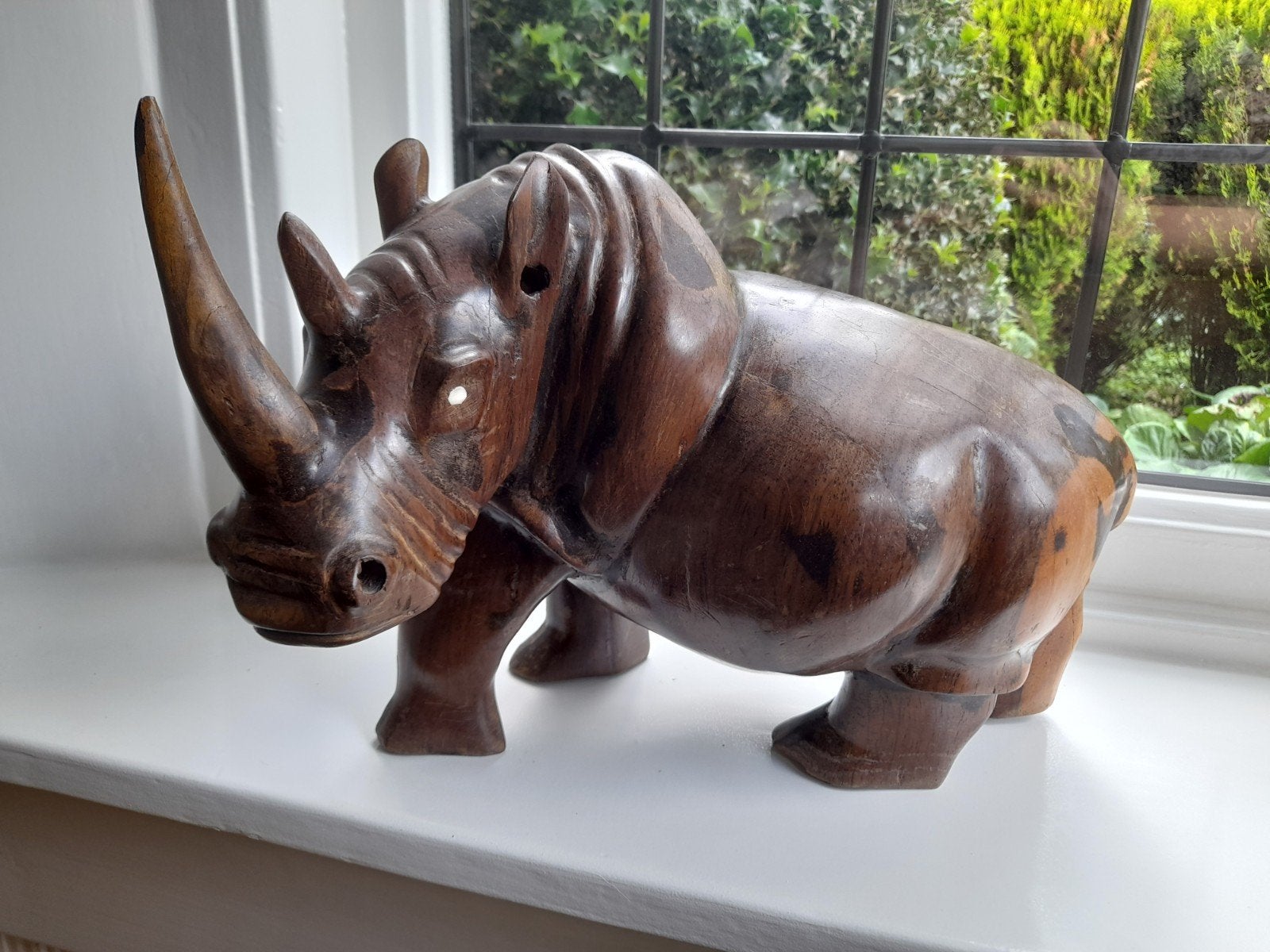 Afrikaans houtsnijwerk Neushoorn, Antiek en Kunst, Ophalen of Verzenden