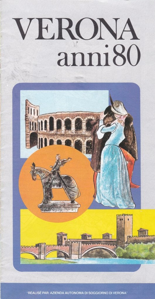 Oude toeristische kaart Verona anni80, Verzamelen, Ophalen of Verzenden, Gebruikt