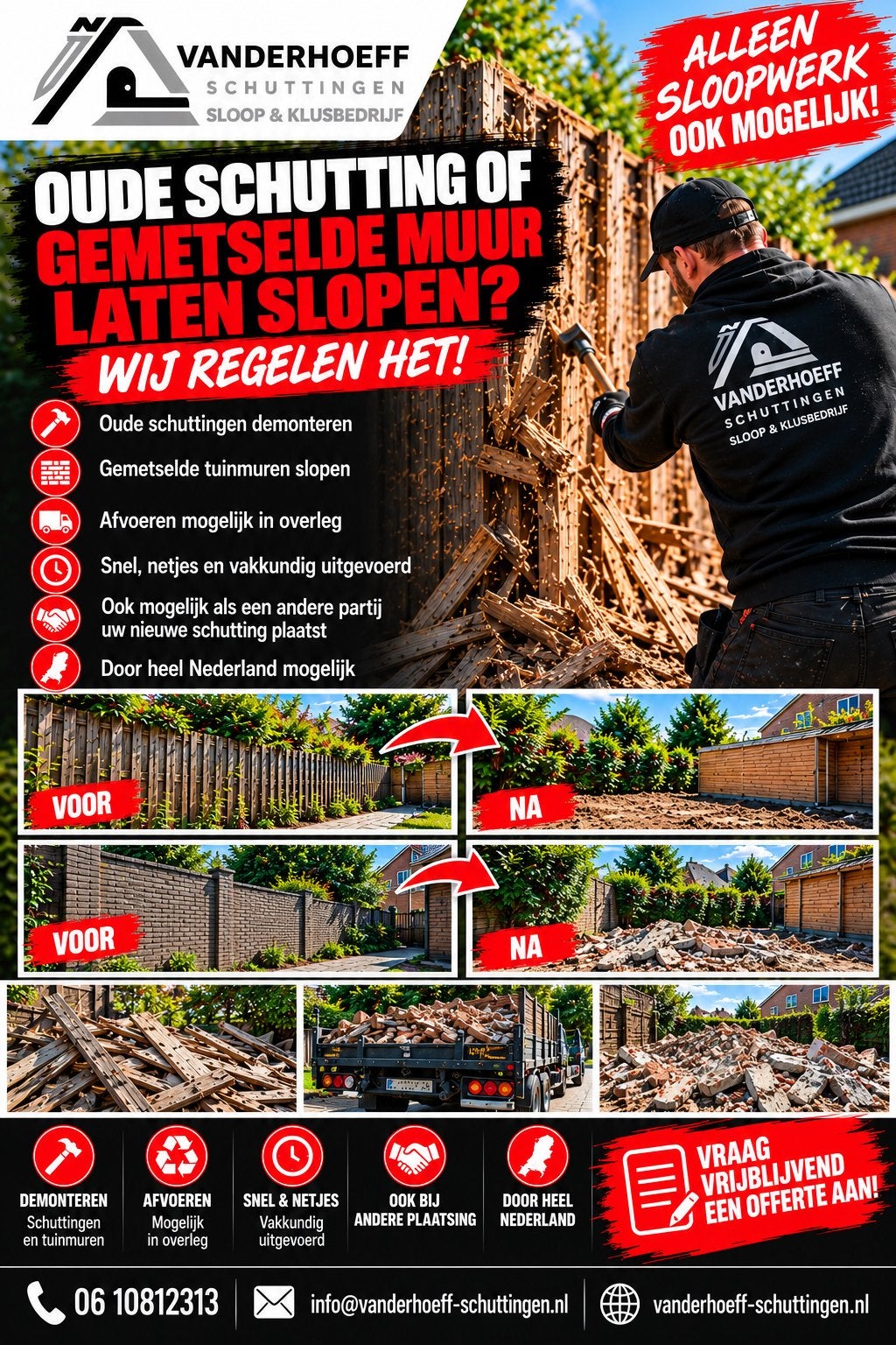 Sloopwerk | Schutting & gemetselde tuinmuur verwijderen