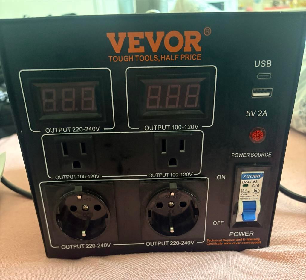 VEVOR 1000W spanningsomvormer transformator AC 110V=220V, Ophalen, Zo goed als nieuw