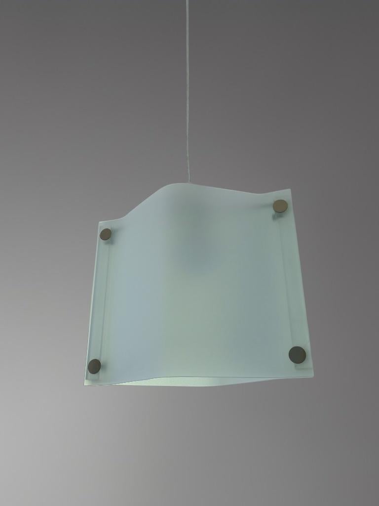Lumi Moda Italia hanglamp - Gesatineerd glas - Jaren 80, Ophalen of Verzenden, Zo goed als nieuw, Glas, Postmodern vintage. Design. Italiaans