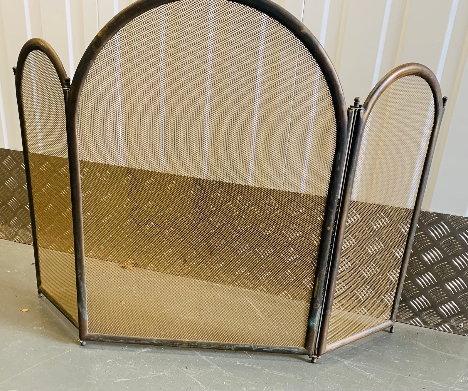Haardscherm vintage koper Made in Italy 1970s., Ophalen of Verzenden, Gebruikt, Vrijstaande haard, Overige soorten