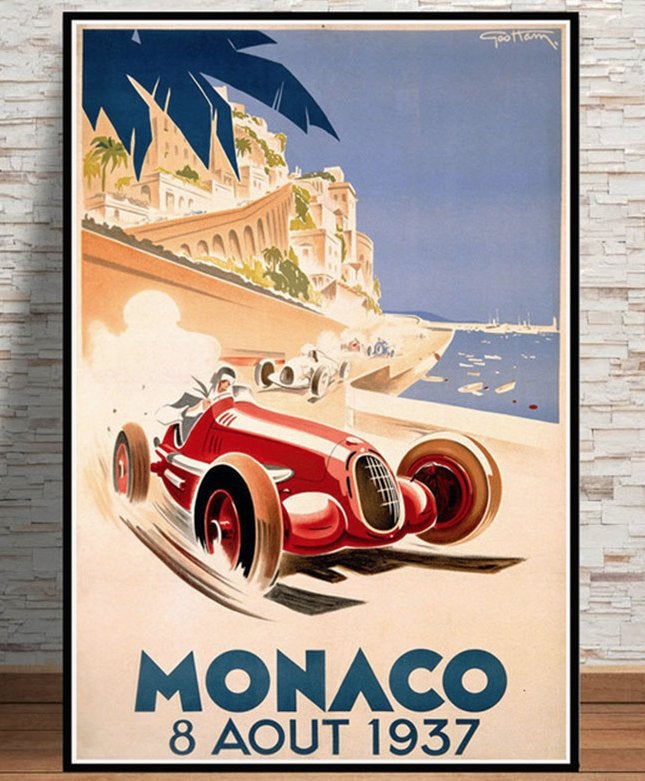 Monaco 1937 Grand Prix Poster / F1 Formule 1 Racen, Verzenden, Nieuw, Deurposter of groter, Sport