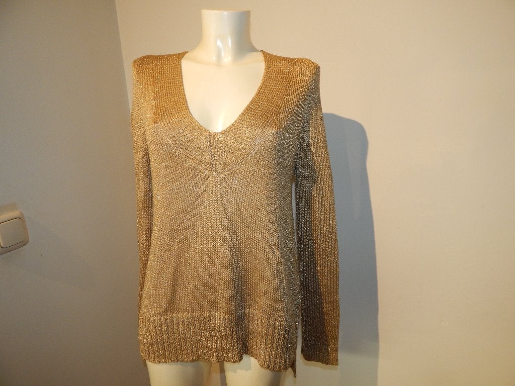 Diane von Furstenberg gebreide trui goud kleurig glinster M
