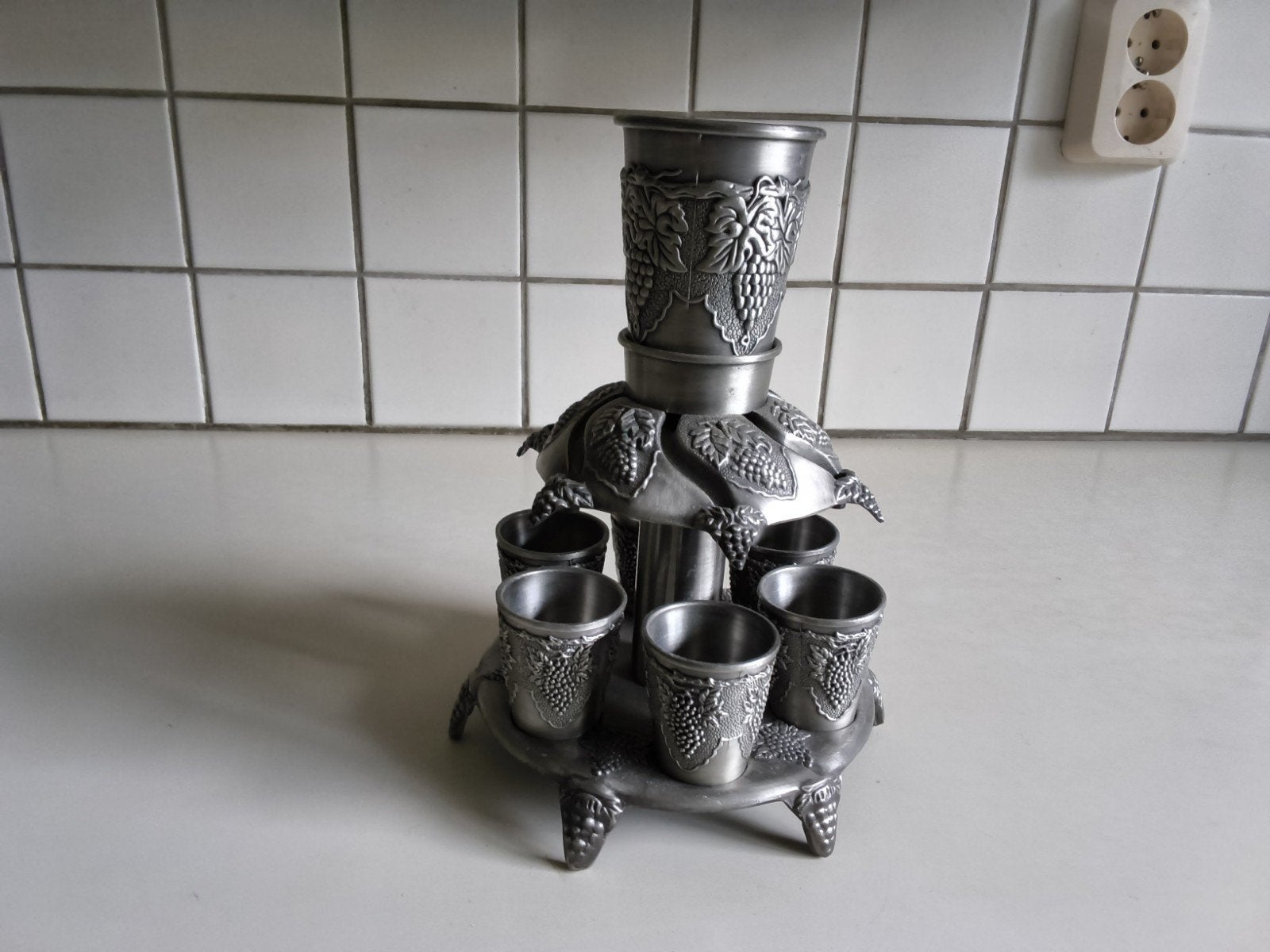 byzondere tinnen kiddush set, Ophalen of Verzenden