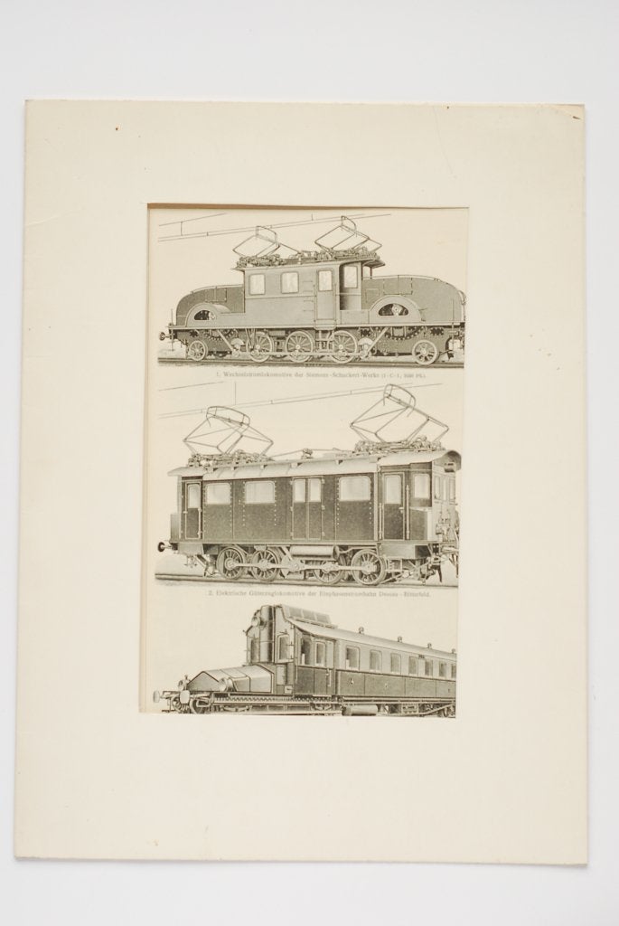Elektrische Treinen Siemens & AEG (antieke prent 1897), Verzenden, Voor 1940, Gebruikt